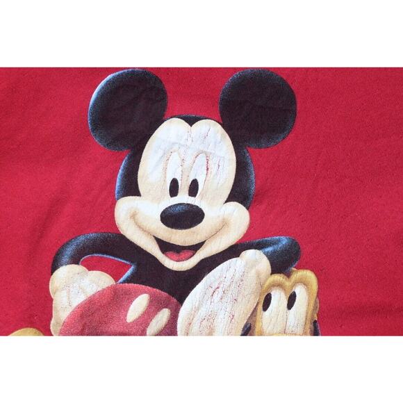 Disney Sweatshirt Vintage Mens M Large Red Mickey Pluto Mickey Unlimited 90's - Picture 5 of 9